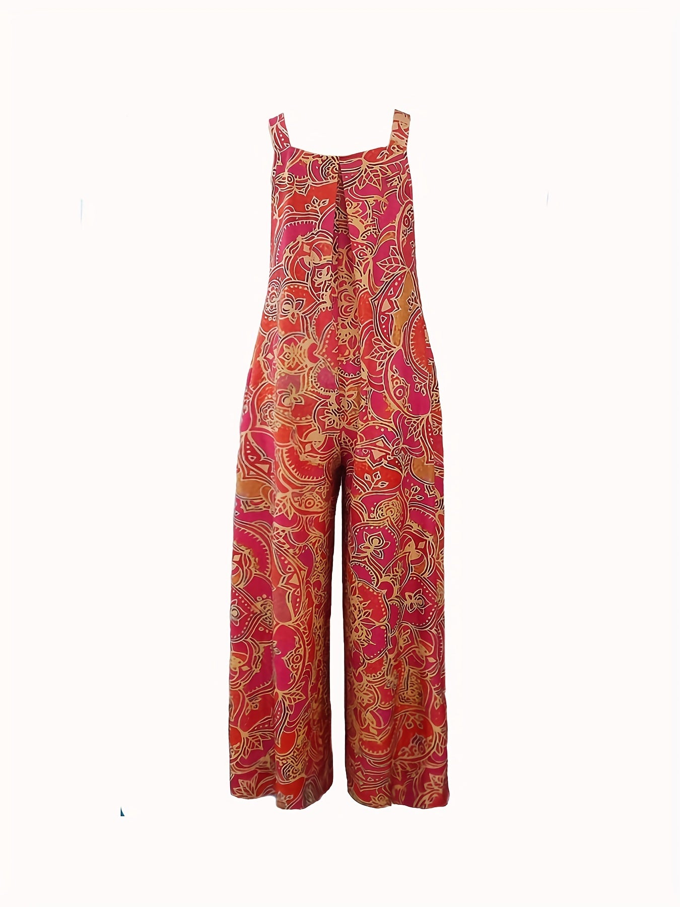Graphic Print Wide Leg Jumpsuit Summer Sleeveless Casual Jumpsuit