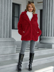 Fluffy Teddy Coat Open Front Casual Outerwear