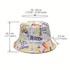 Graffiti Alphabet Fisherman Hat Hip hop Basin Hat Outdoor Sun Hat