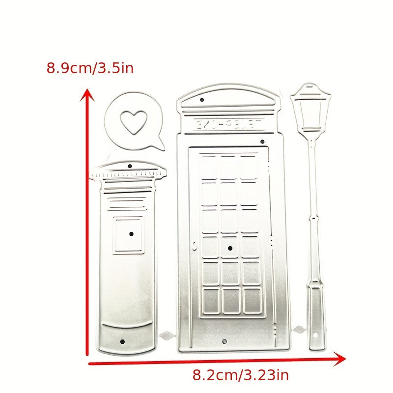 Metal Carbon Steel Cartoon Telephone Booth Greeting Card Embossing Die