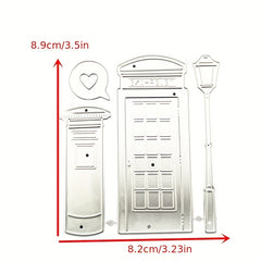 Metal Carbon Steel Cartoon Telephone Booth Greeting Card Embossing Die