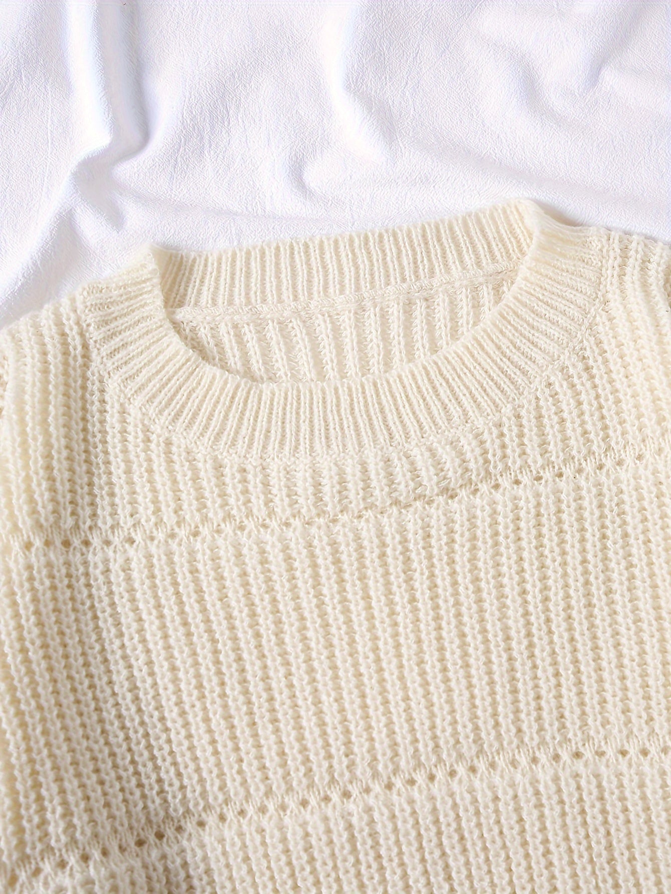 Ribbed Long Sleeve Round Neck Jumper