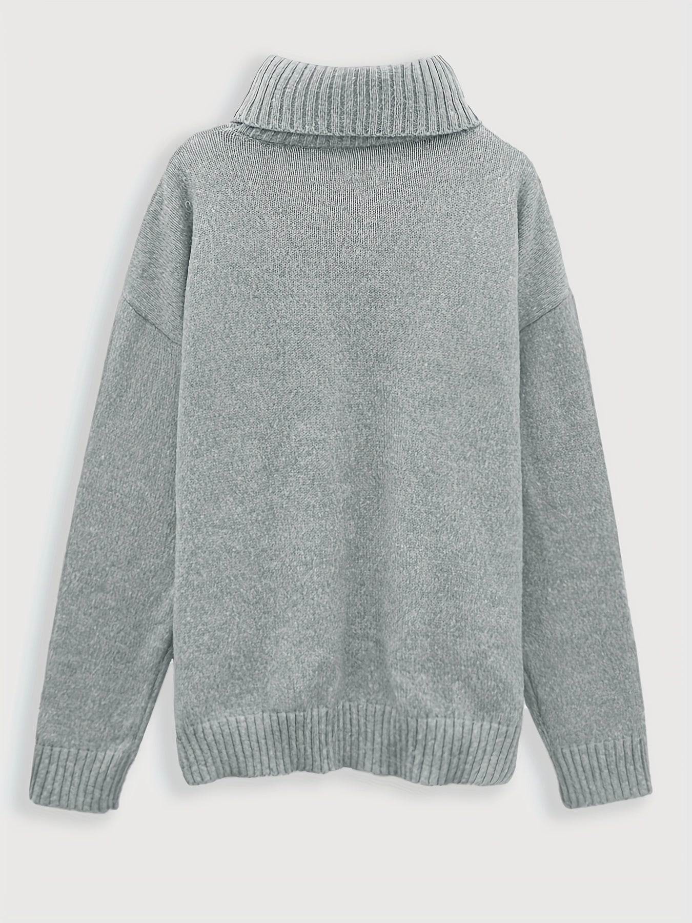 Casual Sweater Women's Solid Long Sleeve Turtle Neck Jumper
