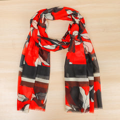 Vintage Flower Print Scarf Women Shawls Summer Beach Wraps Large Size Bandana