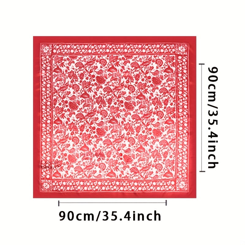 Retro Printed Pattern Bandana Silk Scarf Casual Shawl Scarf Wrap