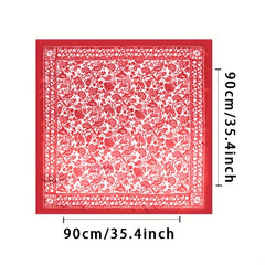 Retro Printed Pattern Bandana Silk Scarf Casual Shawl Scarf Wrap