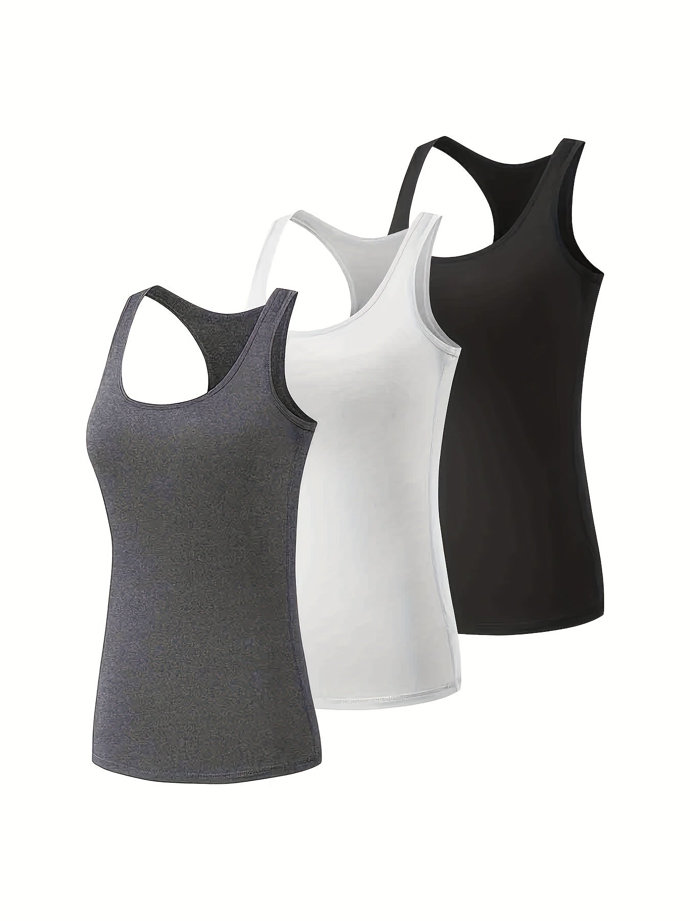 3 Pack Women's Athletic Racerback Sports Tank Tops Compression Sleeveless Shirts