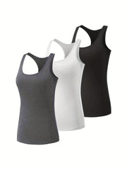 3 Pack Women's Athletic Racerback Sports Tank Tops Compression Sleeveless Shirts
