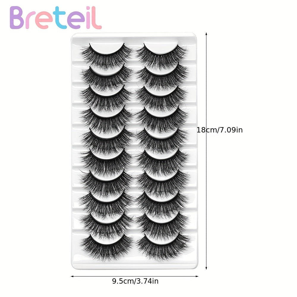 10 Pairs Fluffy Natural False Eyelashes Set with Tools