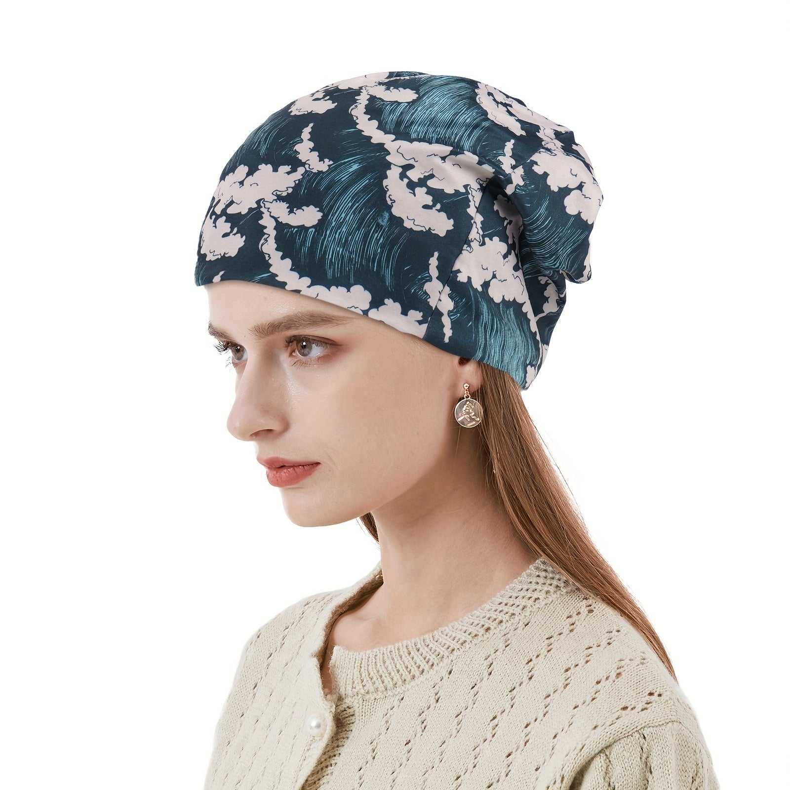 Boho Print Beanie Elastic Neck Gaiter Casual Skull Cap Unisex Hip Hop Chemo Hat