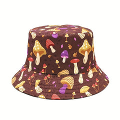 Reversible Mushroom Bucket Hat Printed Cartoon Basin Hat
