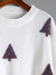 Metallic Graphic Tree Long Sleeve Sweater
