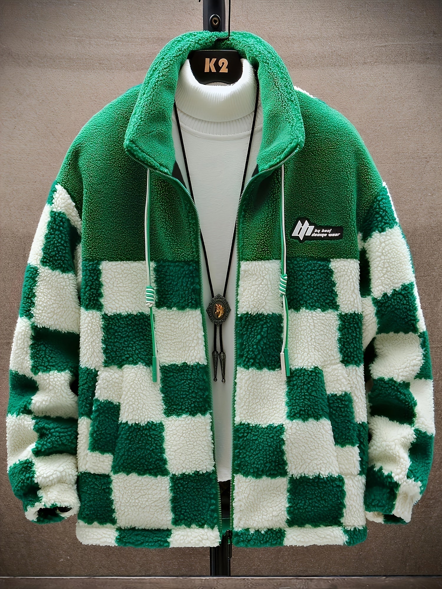 Men's Plaid Fleece Coat Thickened Thermal Couple Coat