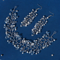 Crystal & Pearl Headwear Braided Headband & Earrings Set