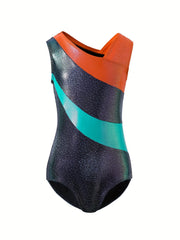 Girls Stretchy Sleeveless Gymnastics Romper for Sports Performance