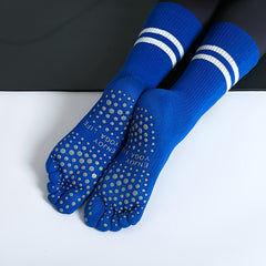 5 Toe Split Mid Calf Grip Socks Non slip Yoga Pilates Ballet Socks Women's