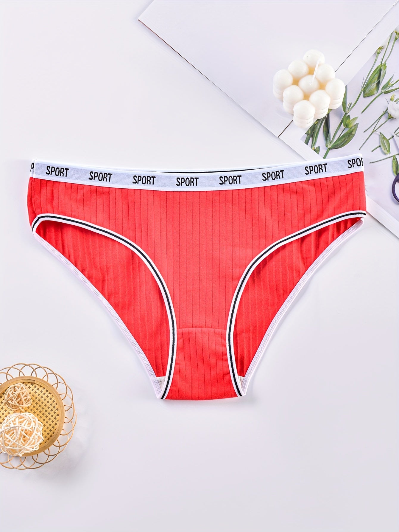 3 Pack Ribbed Panties Set Women's Briefs Set