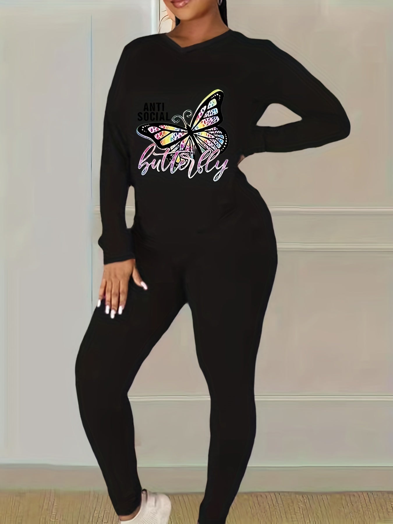 Butterfly Print Top & Leggings Set