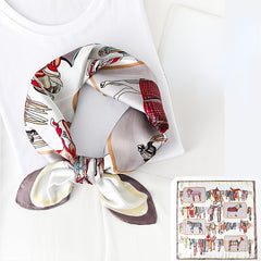 Sweet Printed Silk Square Scarf Bandana for Girls