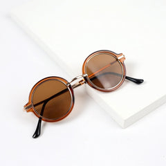 Children's Vintage Round Frame Sunglasses Metal Temple PC Frame