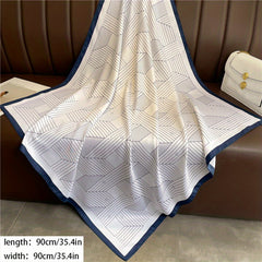 Square Scarf Geometric Pattern Shawl Women Head Wrap Bandana Windproof Kerchief