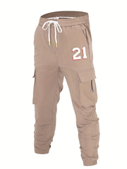 Men's Casual Cargo Pants with Drawstring Pockets