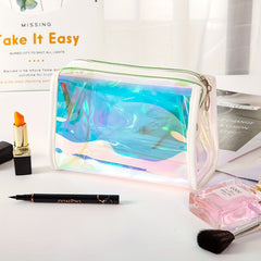Modern Laser Trapezoidal Makeup Bag Holographic Zipper Storage Bag
