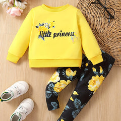 Baby Girls Little Princess Sweatshirt Floral Pants Set