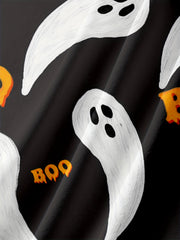 Funny Halloween Ghost Pattern Men's Short Sleeve Lapel Shirt