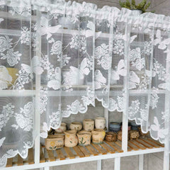 Purple Butterfly Flower Valance Sheer Curtain Tulle Short Valance