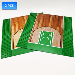 2pcs Building Blocks Basketball Soccer Field Baseboards 25x25 Durable ABS Gr