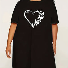 Heart & Butterfly Print Tee Sleep Dress
