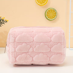 Pink Cloud Embossed Makeup Bag Travel Toiletry Organizer for Women