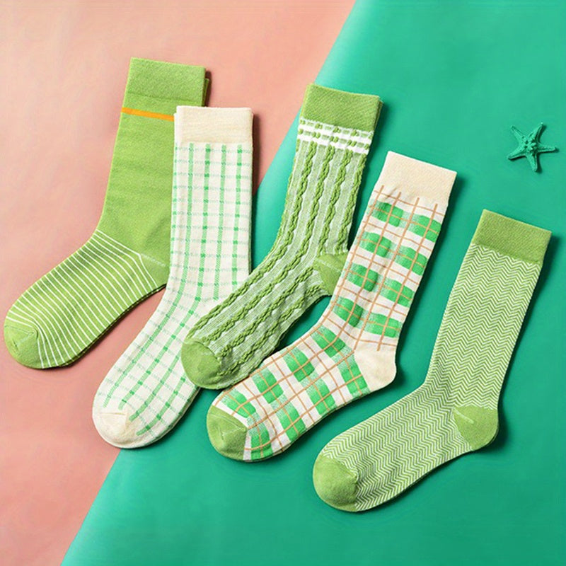 5 Pairs Geometric Pattern Socks for Women