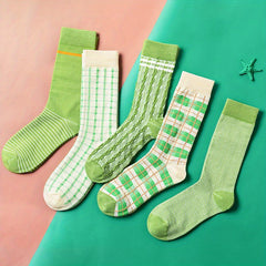 5 Pairs Geometric Pattern Socks for Women
