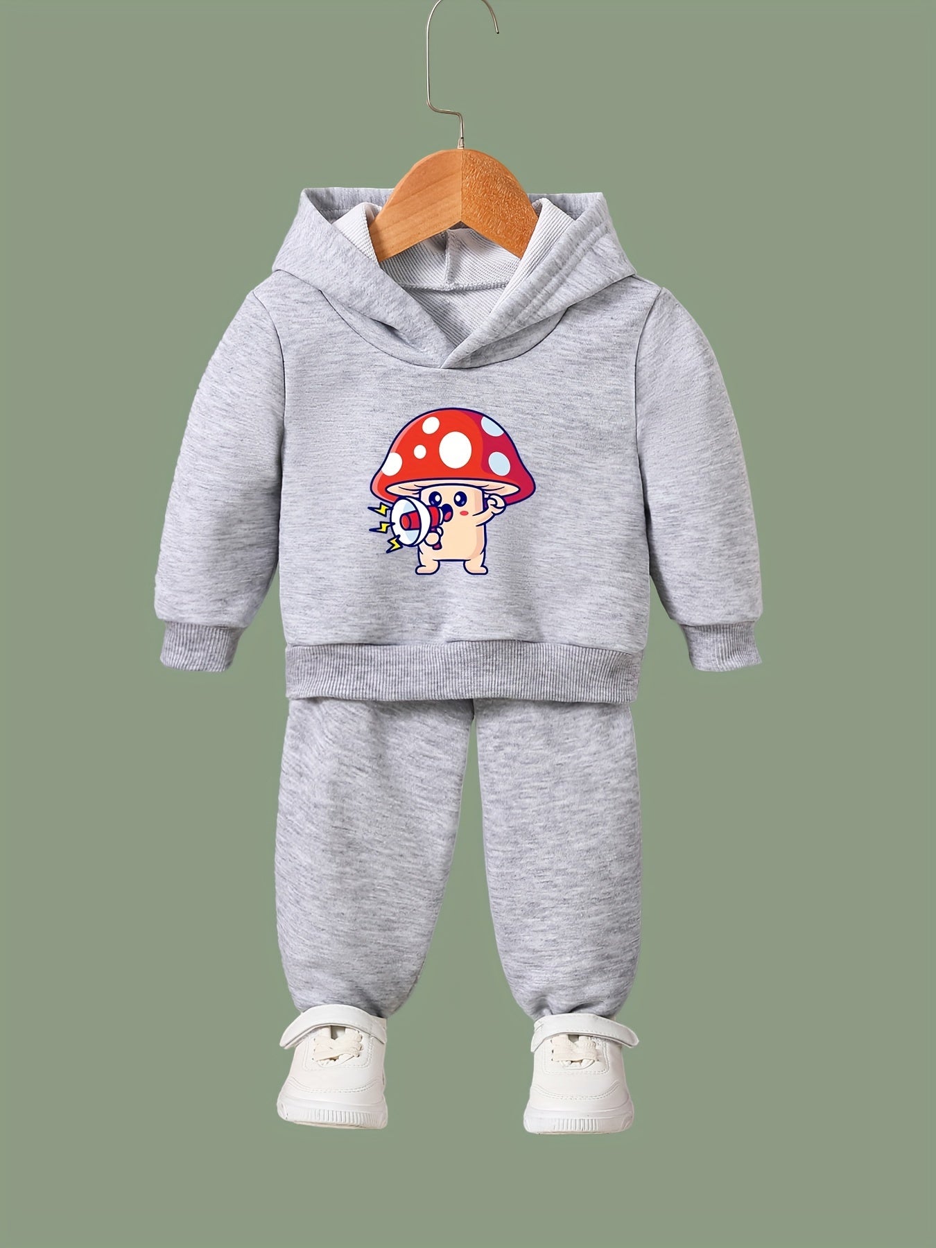 OERYUI Mushroom Print Hooded Pullover Pants Set For Sports Spring Fall