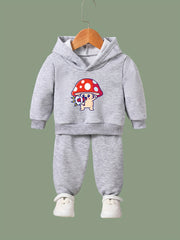 OERYUI Mushroom Print Hooded Pullover Pants Set For Sports Spring Fall