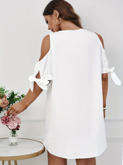 Boho Dress Women's Plus Contrast Panel Cold Shoulder Dress