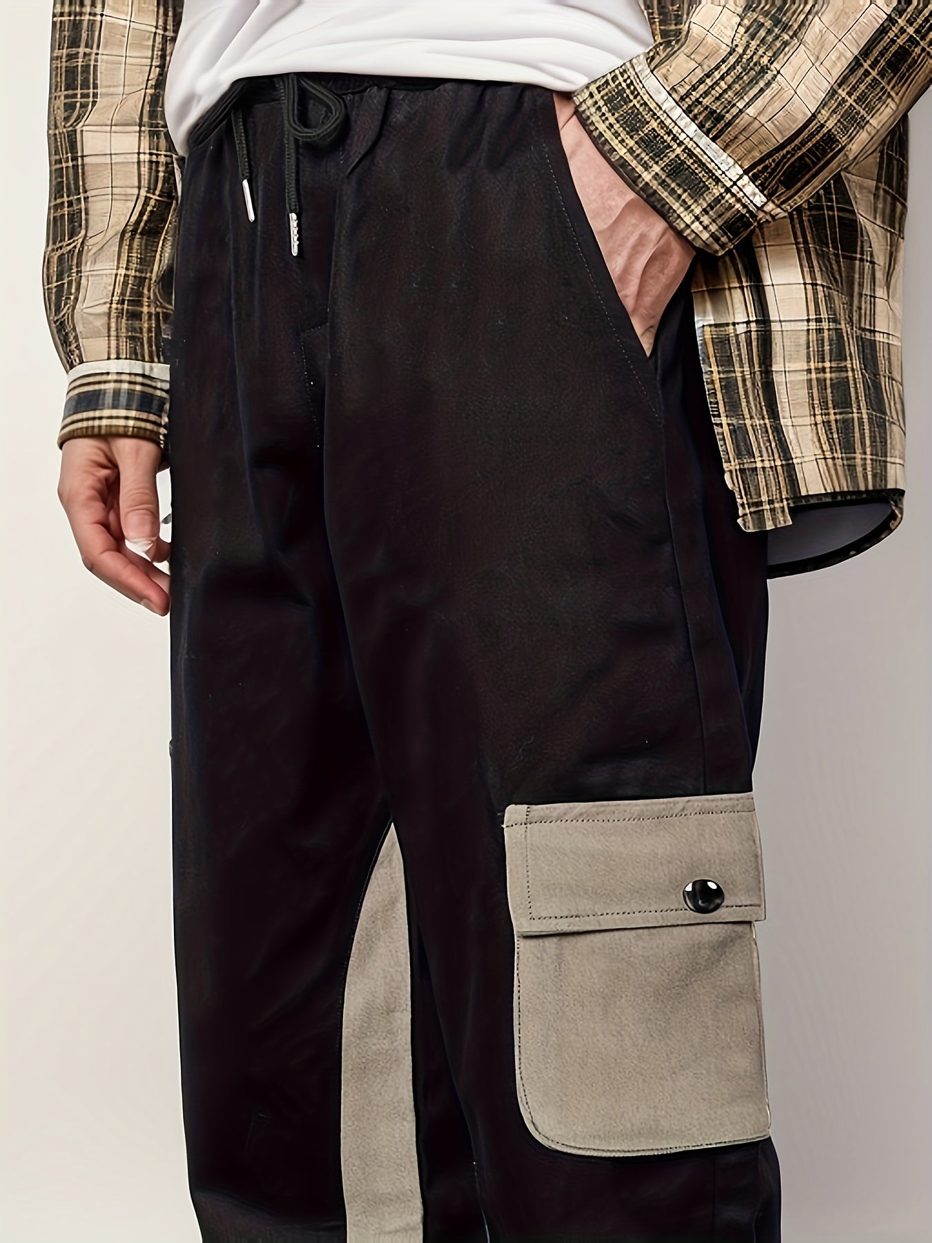 Cotton Drawstring Cargo Pants Men's Work Pants