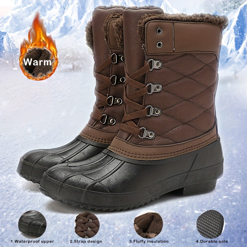 Women's Warm Snow Boots Waterproof Lace Up Walking Boots