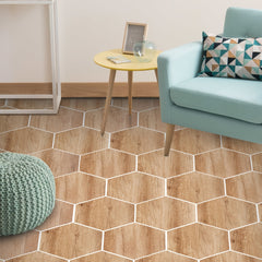 11pcs Wood Grain Self Adhesive Hexagonal Floor Stickers Waterproof