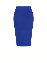 Ruched Split Skirt Bodycon Stretchy Casual Skirt
