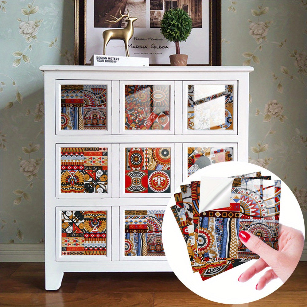 10pcs Moroccan Retro Ceramic Tiles - Self-adhesive Wallpaper