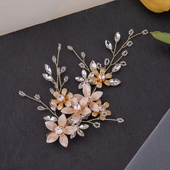 Crystal Alloy Golden Leaf Hair Clip Bridal Wedding Accessories