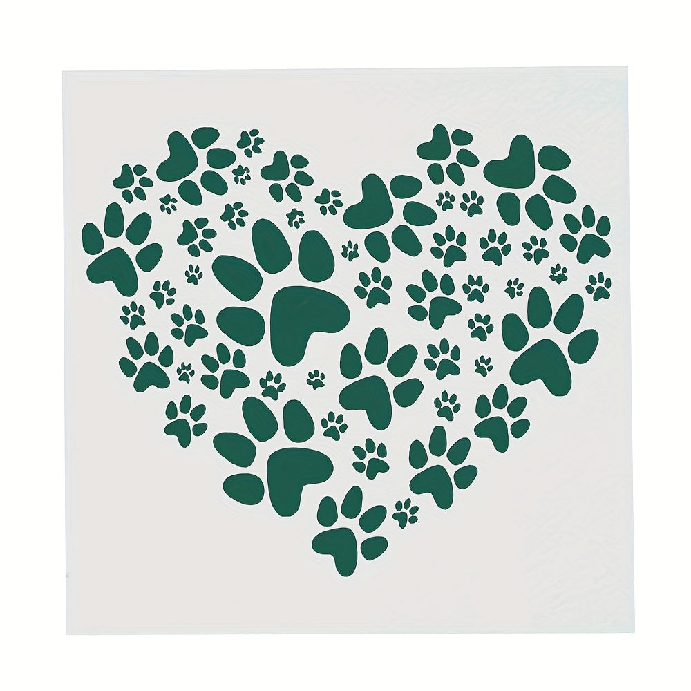 Decorative Love Dog Footprints Stencil Template for DIY Crafts