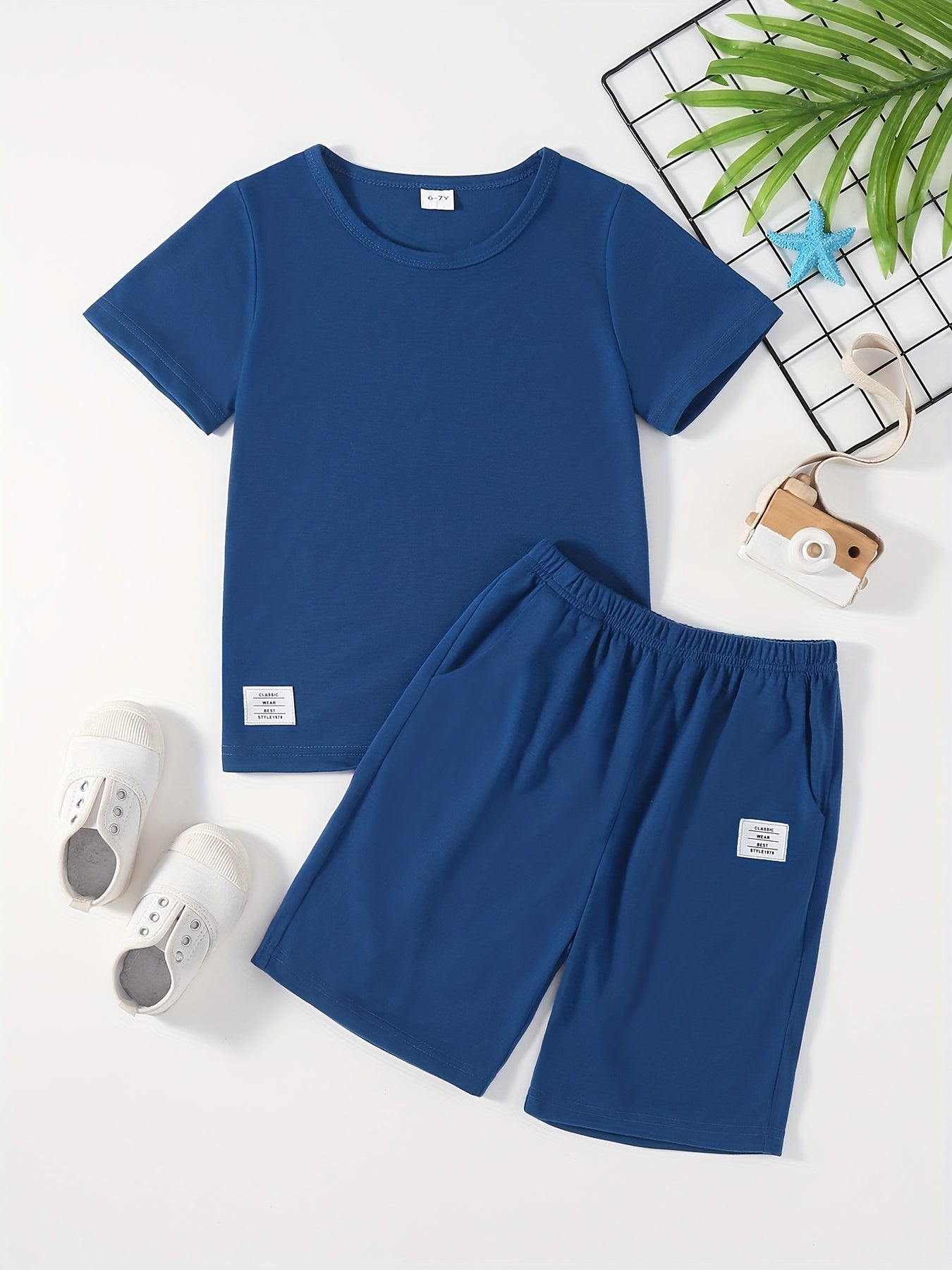 2pc Boys Casual Short Sleeve T shirt&Shorts Set Summer Kids Clothing