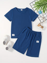 2pc Boys Casual Short Sleeve T shirt&Shorts Set Summer Kids Clothing