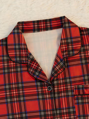 Christmas Plaid Pajama Set Long Sleeve Top & Pants