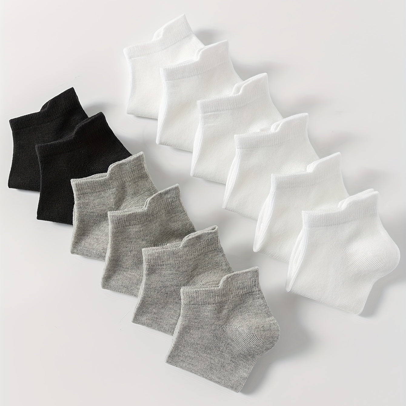 12 Pairs Solid Socks Casual Comfy All-match Women's Stockings