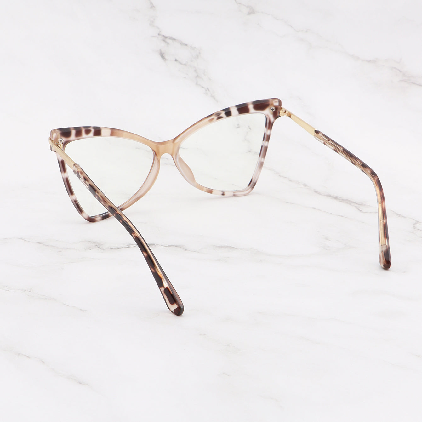 Street Cat Eye Khaki Anti Light PC Flat Glasses